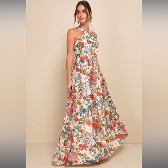 Lulus Dresses & Skirts - NWT Lulu’s Lilja Cream Floral Print Maxi Dress